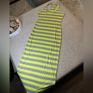 Striped Yellow and Gray Maxi Skirt